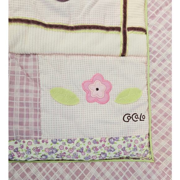 Cocalo Baby Crib Blanket Patchwork Embroidered Butterflies L 42" x W 34.5" - Picture 2 of 4